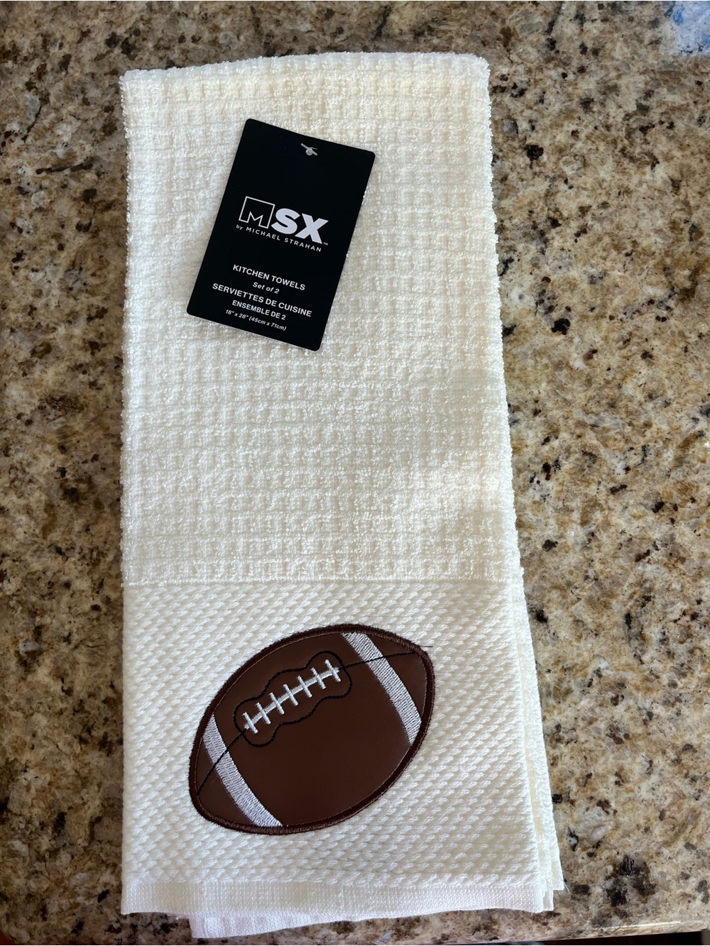 Set of 2 MSX Kitchen Towels with Football Applique